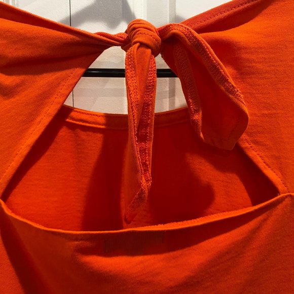 J Crew Orange Keyhole Tie Back Cotton Top Size Medium - Picture 8 of 8